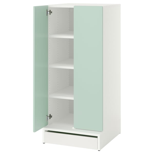SMÅSTAD / UPPFÖRA Clóset, blanco Verde claro/con 3 repisas, 60x65x136 cm