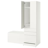 SMÅSTAD / UPPFÖRA Combinación de almacenamiento, blanco blanco/con banca, 150x65x196 cm