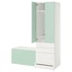 SMÅSTAD / UPPFÖRA Combinación de almacenamiento, blanco Verde claro/con banca, 150x65x196 cm
