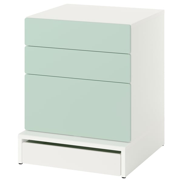 SMÅSTAD / UPPFÖRA Cómoda de 3 cajones, blanco/Verde claro, 60x65x76 cm
