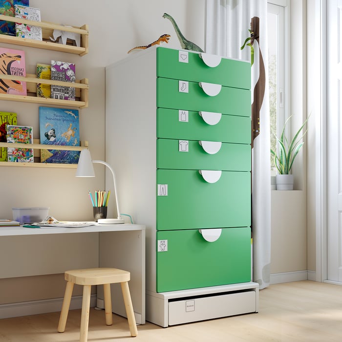 SMÅSTAD / UPPFÖRA Cómoda de 6 cajones - blanco/verde - IKEA