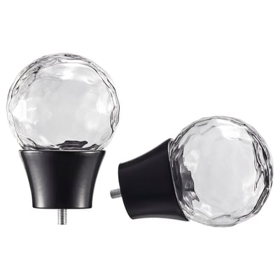 SOLBLOMMOSSA Remates, 1 par, negro/vidrio