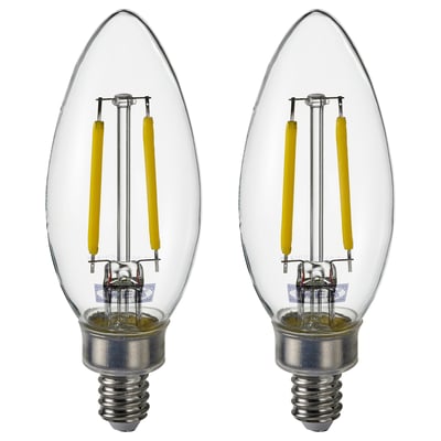 SOLHETTA Bombilla LED E12 250 lumen, vela acanalada/transparente