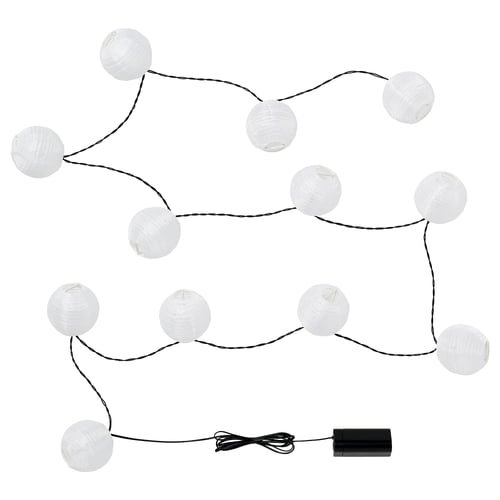 SOLVINDEN Guirnalda de 12 luces LED, a pilas blanco