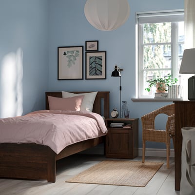 SONGESAND Base de cama, café, Individual