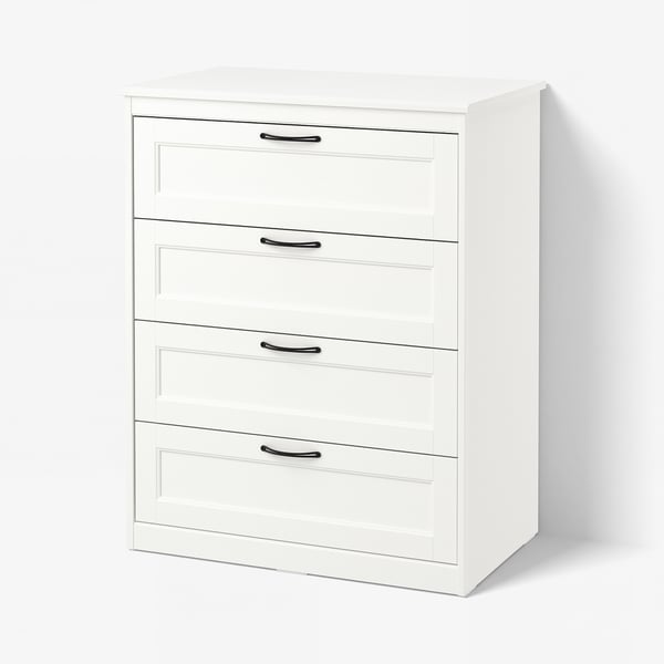 SONGESAND Cómoda de 4 cajones, blanco, 82x103 cm