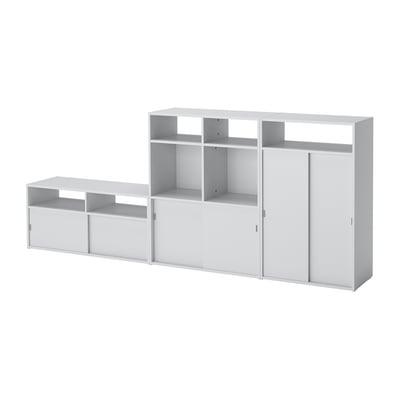 SPIKSMED Mueble de TV con almacenaje, gris claro, 234x32x96 cm