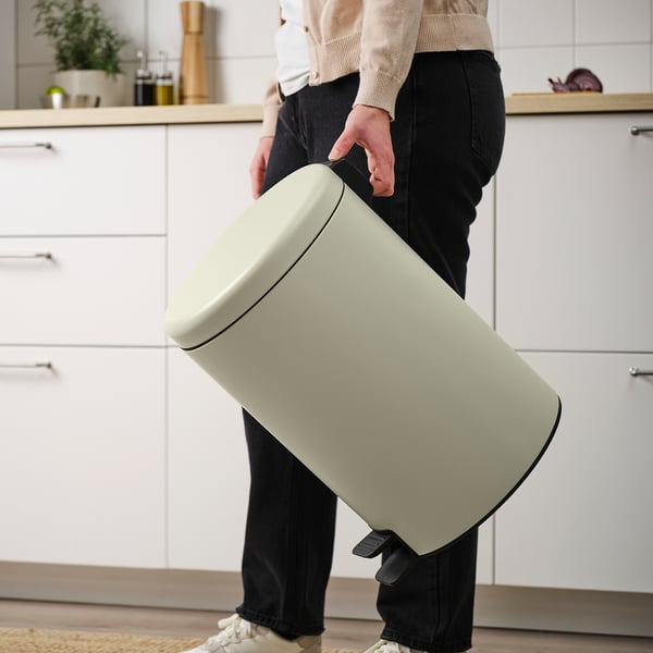 STENTRAPPA Bote de basura con pedal, gris claro/beige, 18 l