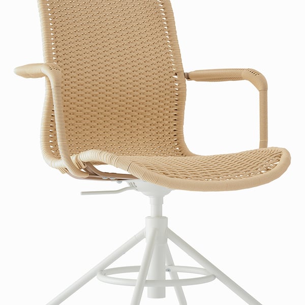 STIGBYGEL Silla giratoria c/reposabrazos, beige/blanco