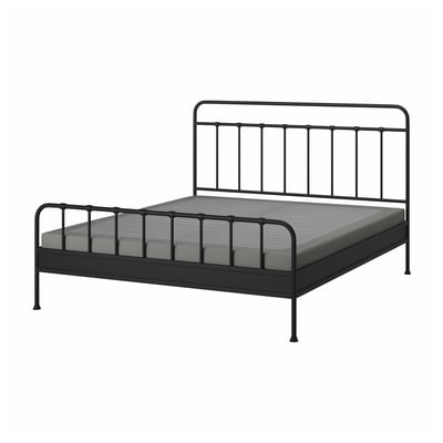 STJÄRNÖ Base de cama, carbón/Lyngör gris oscuro, King