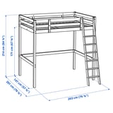 STORÅ Estructura cama alta, negro, Matrimonial