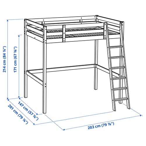 STORÅ Estructura cama alta, negro, Matrimonial