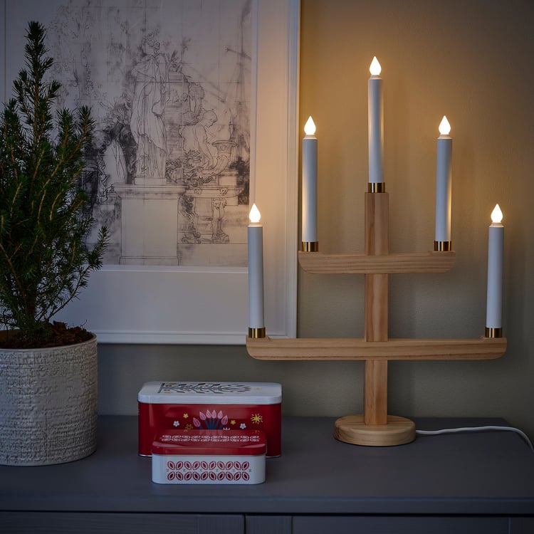 STRÅLA Candelabro de 5 brazos LED, pino, 56 cm IKEA Mexico
