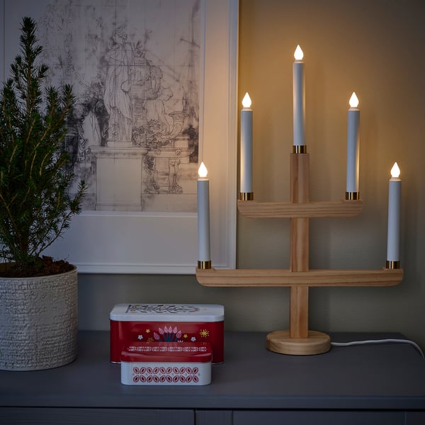 STRÅLA Candelabro de 5 brazos LED, pino, 56 cm IKEA Mexico