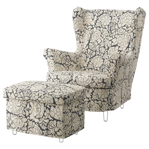 STRANDMON Funda para sillón/taburete, Ribersborg gris oscuro/beige