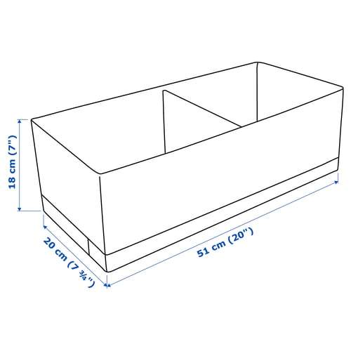 STUK Caja c/compartimentos, blanco, 20x51x18 cm