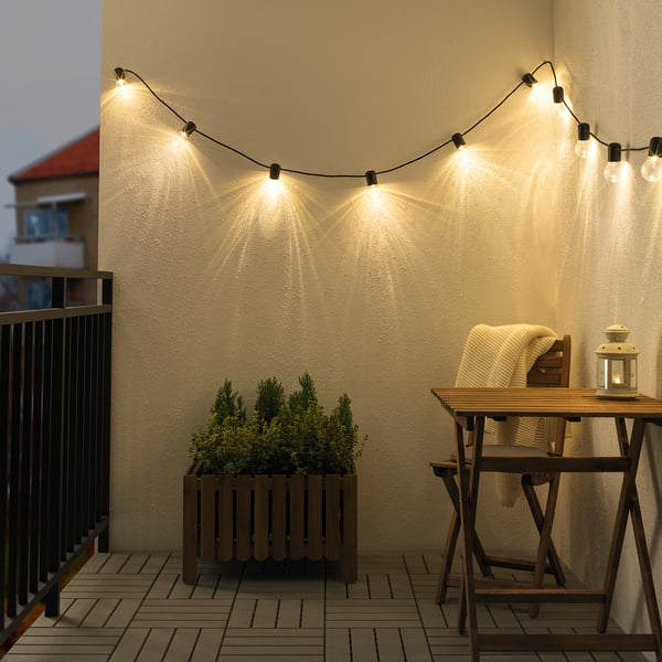 svartra guirnalda de 12 luces led negro exterior