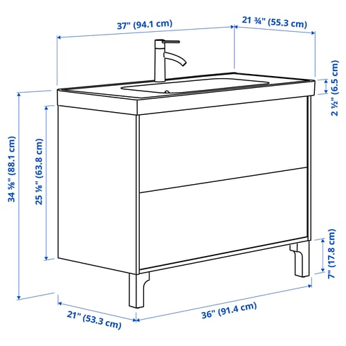 TÄNNFORSEN / ORRSJÖN Mueble de lavabo con cajones/lavabo