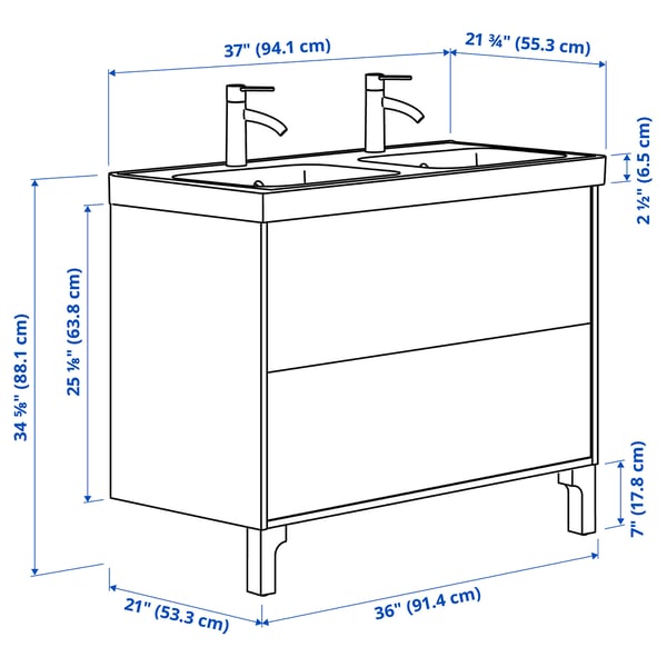 TÄNNFORSEN / ORRSJÖN Mueble de lavabo con cajones/lavabo