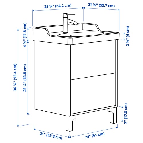 TÄNNFORSEN / RUTSJÖN Mueble de lavabo con cajones/lavabo
