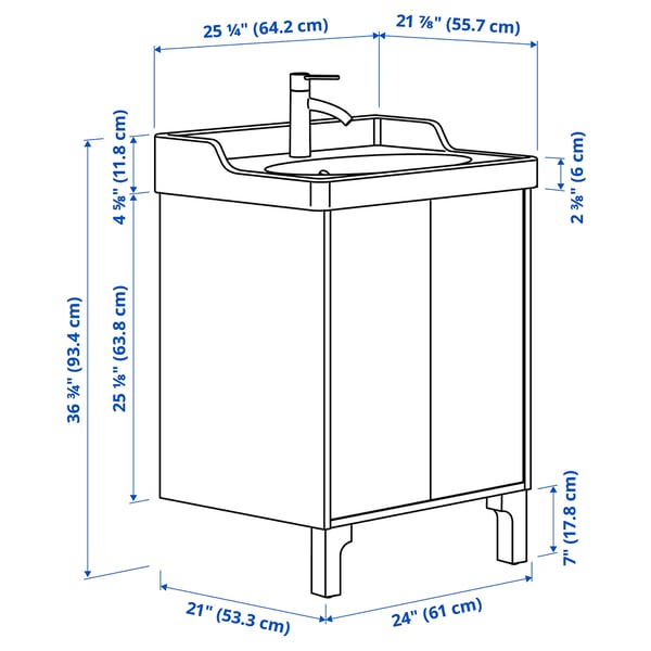 TÄNNFORSEN / RUTSJÖN Mueble de lavabo con puertas/lavabo