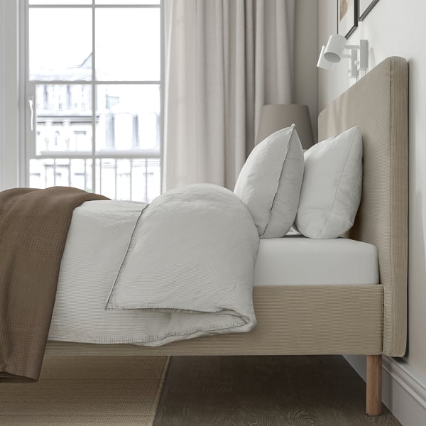 TÄRNKULLEN Base tapizada de cama, Kelinge beige/Luröy, King