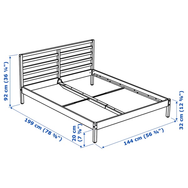 TARVA Base de cama, tinte blanco, Matrimonial