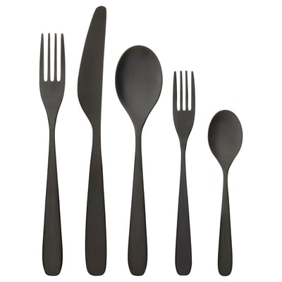 TILLAGD Cubiertos, 20 piezas, negro