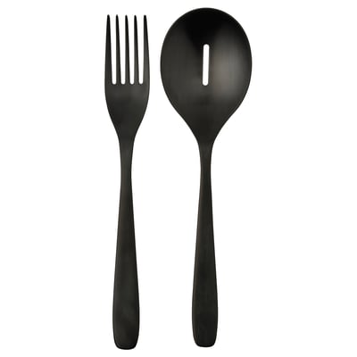 TILLAGD Cubiertos para ensalada, 2 piezas, negro, 24 cm