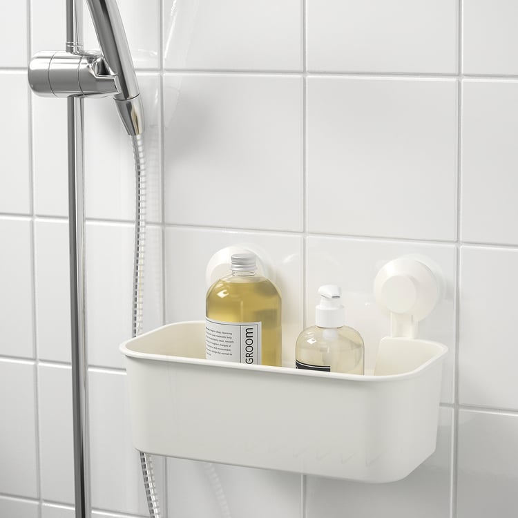 TISKEN Canasta c/ventosa - blanco - IKEA