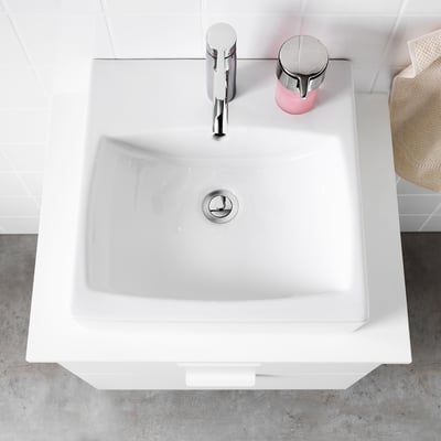 TÖRNVIKEN Lavabo para cubierta, blanco, 45x45 cm