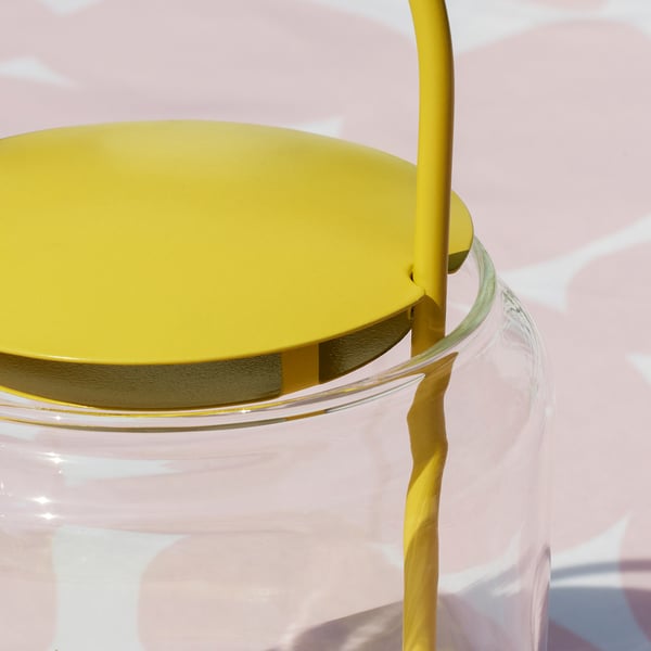 TOFSAND Farol vela peq int/ext, amarillo, 21 cm