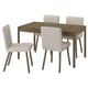 TONSTAD / TONSTAD Mesa y 4 sillas, café chapa roble/Fridtuna beige claro Efecto roble en café, 140/196x85 cm