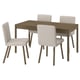 TONSTAD / TONSTAD Mesa y 4 sillas, café chapa roble/Fridtuna beige claro Efecto roble en café, 150x80 cm