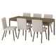 TONSTAD / TONSTAD Mesa y 6 sillas, café chapa roble/Fridtuna beige claro Efecto roble en café, 200x85 cm
