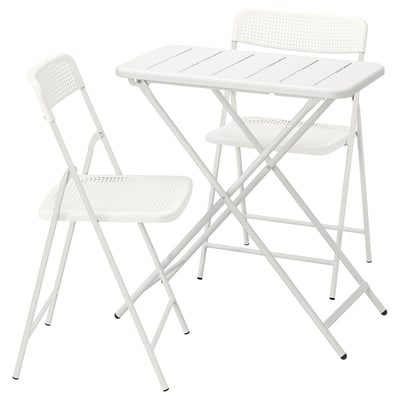 TORPARÖ Mesa y 2 sillas plegables, exterior, plegable blanco/blanco, 70x42 cm