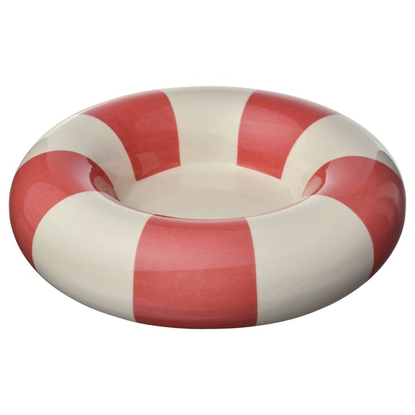 TRÄDSTAM Portavelas bloque, rosa oscuro/blanco, 4 cm
