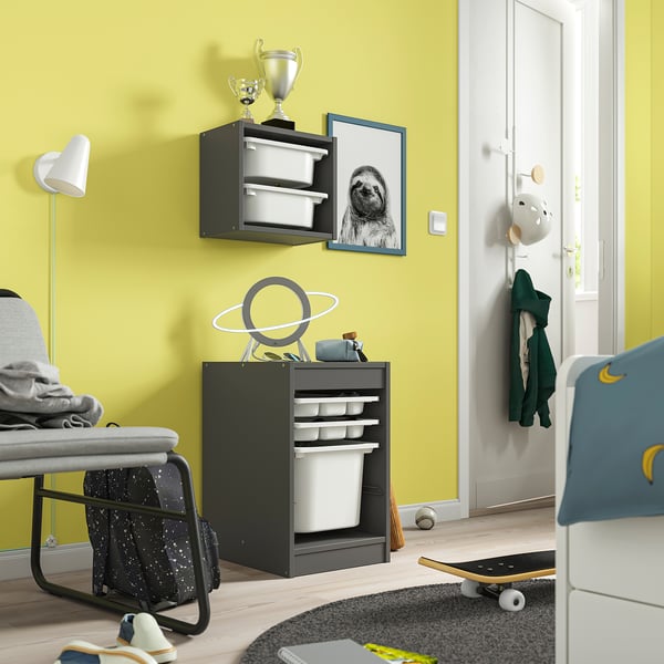 TROFAST Almacenamiento de pared, gris/blanco, 34x21x30 cm
