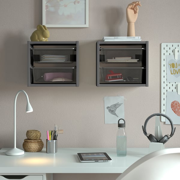 TROFAST Almacenamiento de pared, gris/gris oscuro, 34x21x30 cm