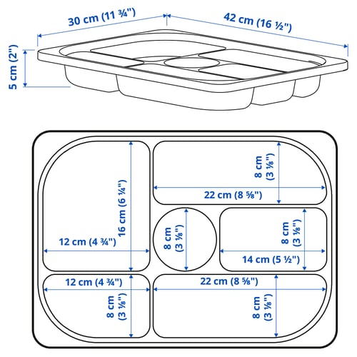 TROFAST Bandeja con compartimentos, blanco, 42x30x5 cm