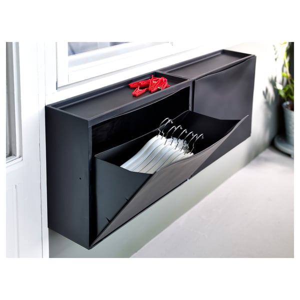 TRONES Zapatero con almacenaje, negro, 52x18x39 cm