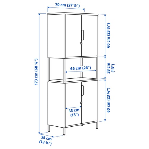 TROTTEN Gabinete con puertas, blanco, 70x35x173 cm