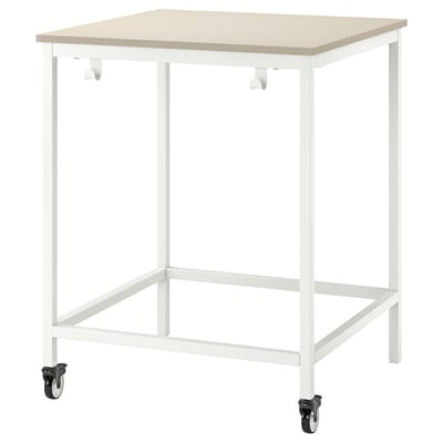 TROTTEN Mesa, beige/blanco, 80x80 cm