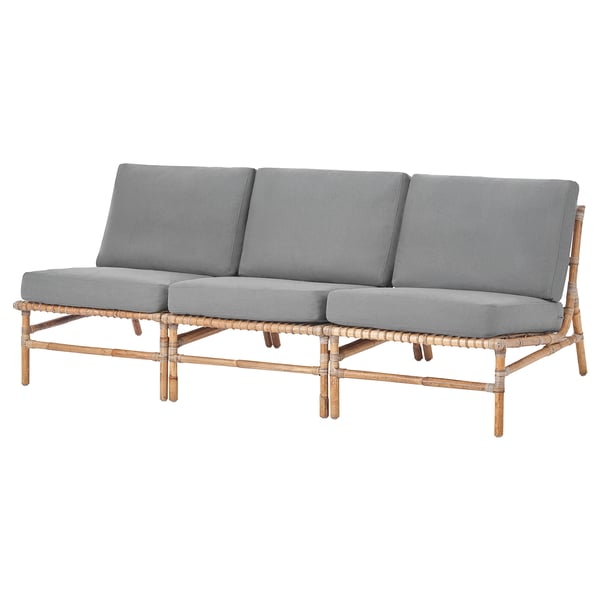 TVARÖ Sofá modular 3 asientos jardín, café/Frösön/Duvholmen gris oscuro