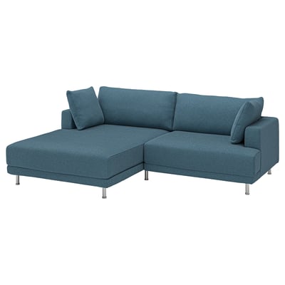 UPPÅKRA Sofá modular 3 asientos, con chaiselongue izda/Axvall azul grisáceo oscuro