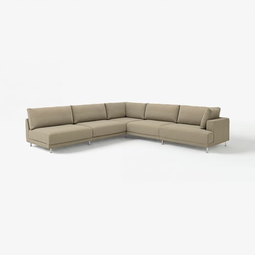 UPPÅKRA Sofá modular esquina, 6 asientos, sin reposabrazos izquierda/Johanneshov Café/beige