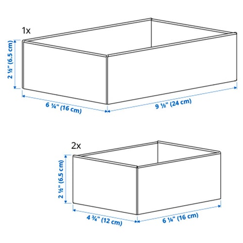 UPPDATERA Caja, juego de 3, gris