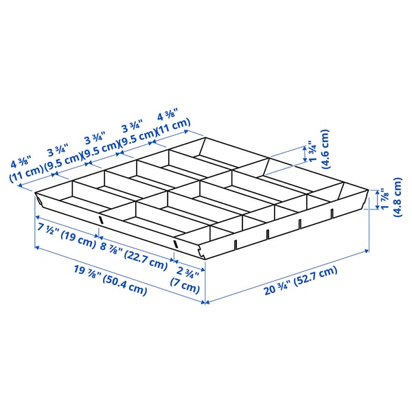 Organizador cajones 4 secciones 35x30 cm gris