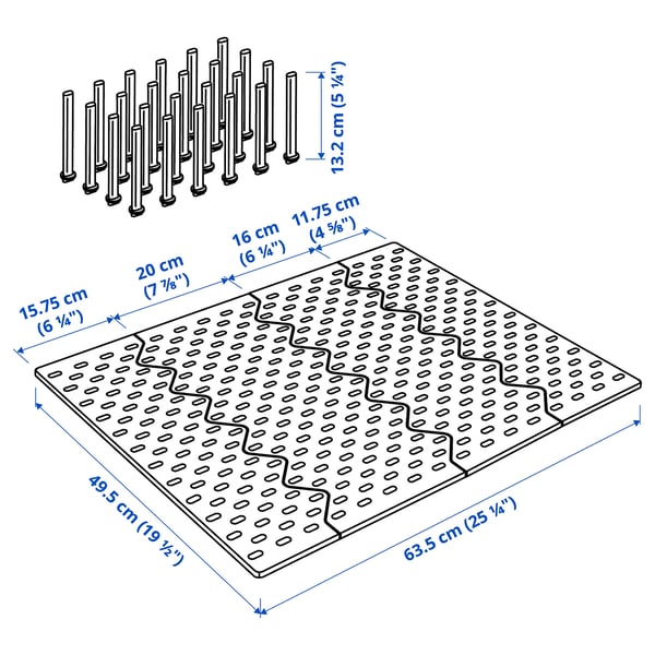 UPPDATERA Panel perforado para cajón, carbón, 76 cm