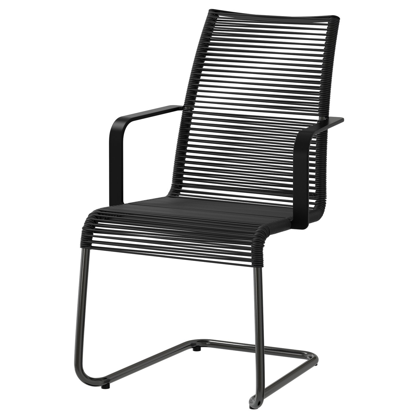 VÄSMAN Silla con reposabrazos, exterior, negro